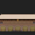 Classical Ancient Architecture Featuring Traditional Roof Wooden Structure Ornate Windows Stone Base And Green Plants