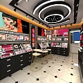 HAOYAN Beauty Store with Cosmetics Skincare Display Pink Poster Bright Interior and Glass Doors