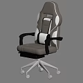 Modern Brown And White Upholstered Office Chair With Adjustable Armrests And Swivel Wheels