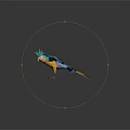 Vibrant Blue and Yellow Parrot Flying with Spread Wings in Sky