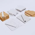 Various Paper Products Including White Brown Sheets And Rolled Stacked Paper