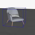 Light Gray Accent Chair with Plaid Pillow and Wooden Legs in Modern Design