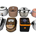 Modern Kitchen Appliances Featuring Various Rice Cooker Designs And Styles 3d model