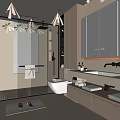 Modern Bathroom Interior Design With Glass Shower Enclosure Wall Mounted Toilet And Vanity Mirror