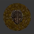 Toad Sitting On Circular Textured Platform With Brown And Green Patches