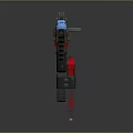 Blue Brown And Black Modern Submachine Gun Design With Rail Grip Barrel And Stock