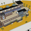 Modern Multistory Building Exterior With Brick Glass Facade Large Windows And Palm Trees