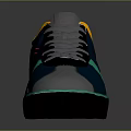 Blue Green Yellow Accent Lace Up Striped Casual Sneakers With Black Sole