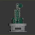 Green Mechanical Arm Weapon System With Rotating Base And Metallic Structure