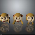 Three Cute Monkey Plush Toys With Different Gestures Covering Ears Eyes Mouth