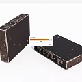 Two Vintage Black Storage Cases With Worn Surfaces And Metal Hardware 3d model