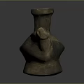 Ancient Ceramic Vessel With Handle Bird Shaped Spout And Base