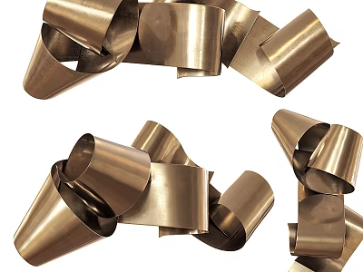 Artistic Modern Metal Curved Strip Copper Gold Wall Decor for Home Interiors 3d model