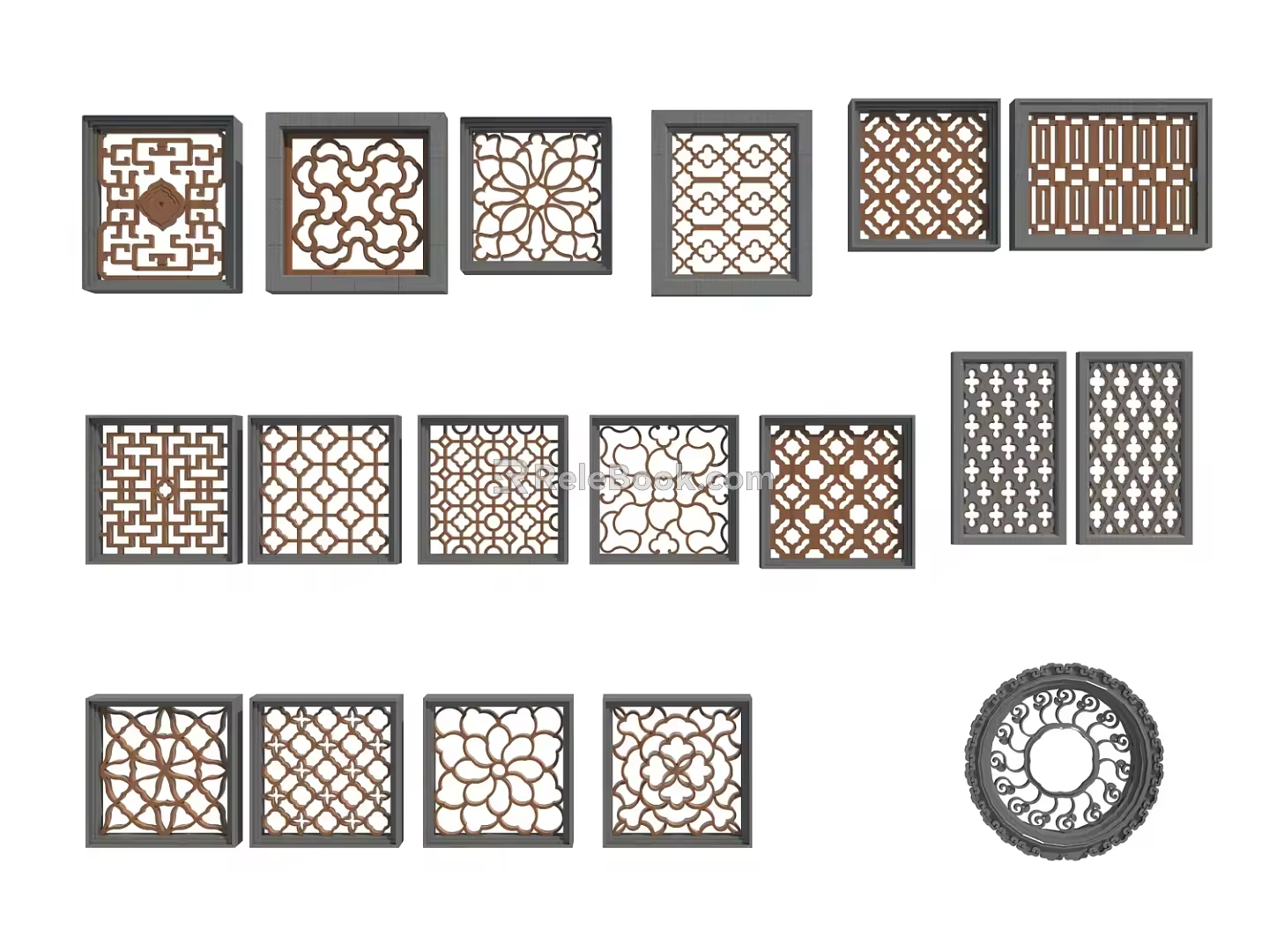 New Chinese-style cut-out window 3d model
