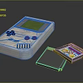 Portable Vintage Handheld Game Console with Classic Design and Game Cartridge