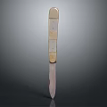 Long Slender Blade Knife Featuring Decorative Colored Square Blocks On Handle