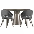 Modern Dining Table Set With Wooden Table And Gray Upholstered Chairs 3d model