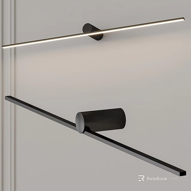 Modern Black Wall Lamp with Sleek Design and LED Light for Home Interior 3d model 
