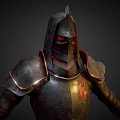Medieval Full Body Armor With Metal Plates Leather Straps And Red Emblem