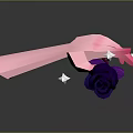 Man Holding Purple Rose With Pink Base And White Stars On Grey Background
