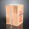 Cardboard Carton Box With Sealing Tape And Printed Labels On Surface