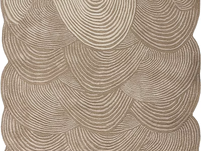 Stylish Patterned Rug with Wavy White Stripes Beige Tone Modern Textured Design 3d model