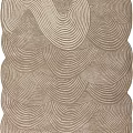 Stylish Patterned Rug with Wavy White Stripes Beige Tone Modern Textured Design