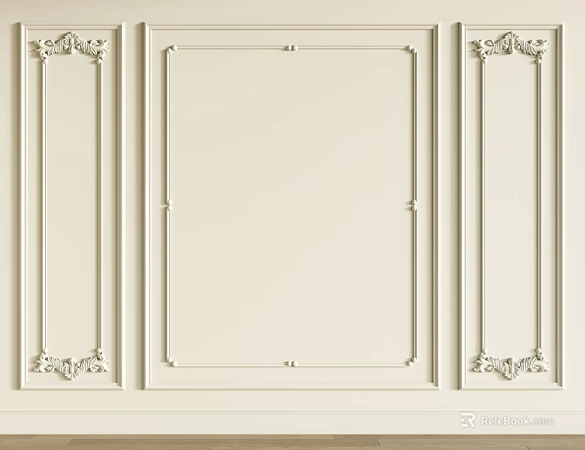 Decorative Gypsum Molding Design For Off White Wall With Intricate Carved Patterns 3d model 