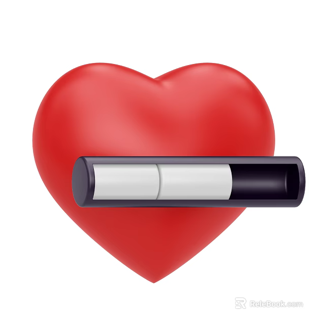 Stylish Decorative Ornament Set with Red Heart Shape and Black Cylindrical Design 3d model 