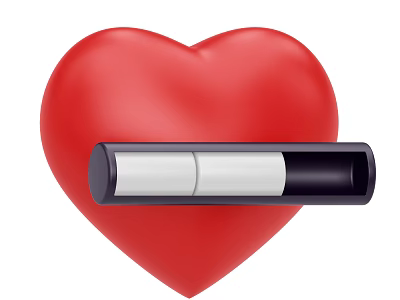 Stylish Decorative Ornament Set with Red Heart Shape and Black Cylindrical Design 3d model