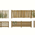 Various Wooden Fence Designs With Lattice Vertical Slats And Decorative Greenery