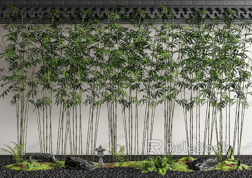 Courtyard bamboo landscape bamboo plant combination eaves model