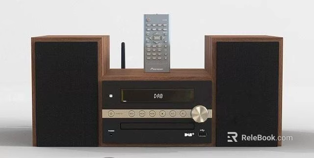 Wooden Audio Speaker with DAB Radio CD Player USB Port and Remote Control 3d model 