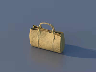 Beige Leather Handbag With Simple Design And Top Handle On Blue Background 3d model