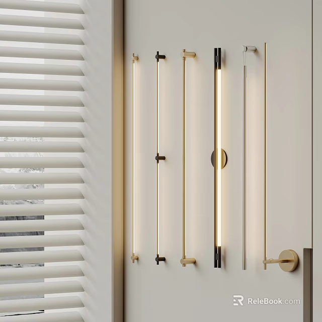 Modern Interior Wall Lights With Sleek Golden Frames Glowing On White Wall 3d model 