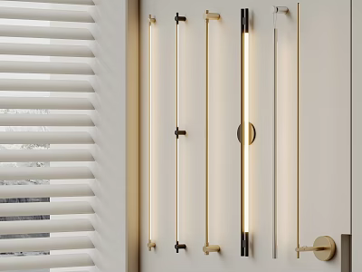 Modern Interior Wall Lights With Sleek Golden Frames Glowing On White Wall 3d model