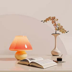 Modern Cream Style Table Lamp Cream Table Lamp Table Lamp Ornaments Green Plant Ornaments Combination 3d model