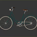 Classic Teal Bicycle With Brown Leather Seat And White Spoked Wheels