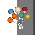 Colorful Spherical Lampshades Wall Lamp With Multiple Bright Colors And Silver Metal Bracket
