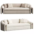 Beige Sectional Sofa With Plush Pillows And Metal Leg Accents For Living Room