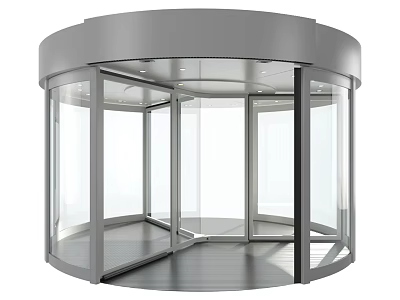 Modern Circular Revolving Door With Glass Panels And Metal Frame Entrance 3d model