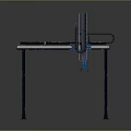 Heavy duty industrial mechanical structure with metal frame and vertical arm