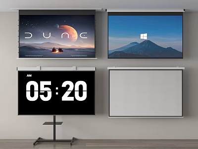 Projection Monitoring System With Multiple Screens Digital Time And Scenic Displays 3d model