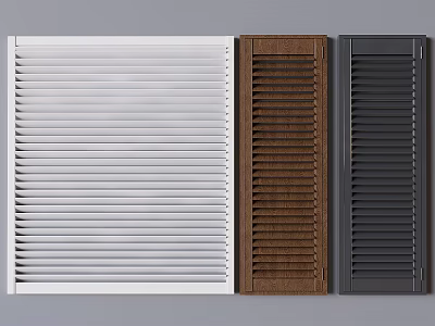 Modern Window Shutters in White Brown and Black for Home Interior 3d model