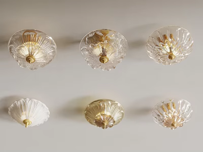 Six Modern Ceiling Lights With Glass Petal Design In Gold White Transparent Colors 3d model
