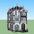 Luxurious Detached Villa With White Exterior Purple Dome Balconies And Arched Windows
