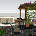 Vibrant Roof Garden Design With Red Purple Flowers Cherry Trees And Pathway