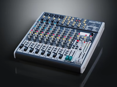 Professional Commercial Audio Mixing Console With Multiple Knobs Faders And Input Interfaces 3d model