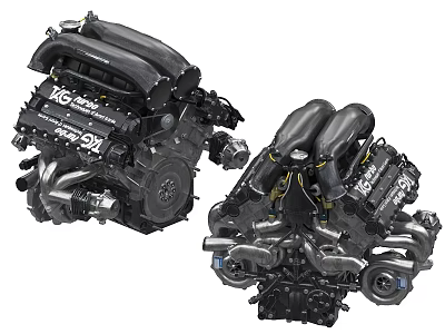 Two High Performance V8 Engines with Intake Manifold and Cylinder Head 3d model