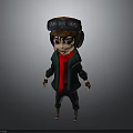Cartoon Character With Aviator Goggles Red Scarf Black Coat Brown Boots And 3D Design
